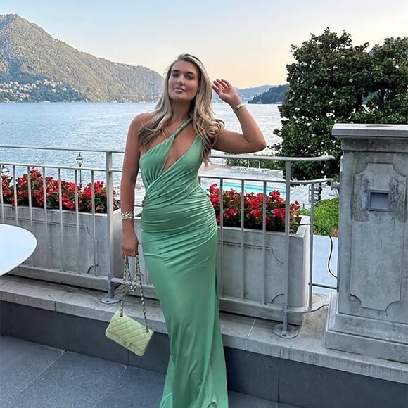 Baobab LIA One Shoulder Ruched BodyCon Maxi Dress MSRP $285 - Picture 1 of 9